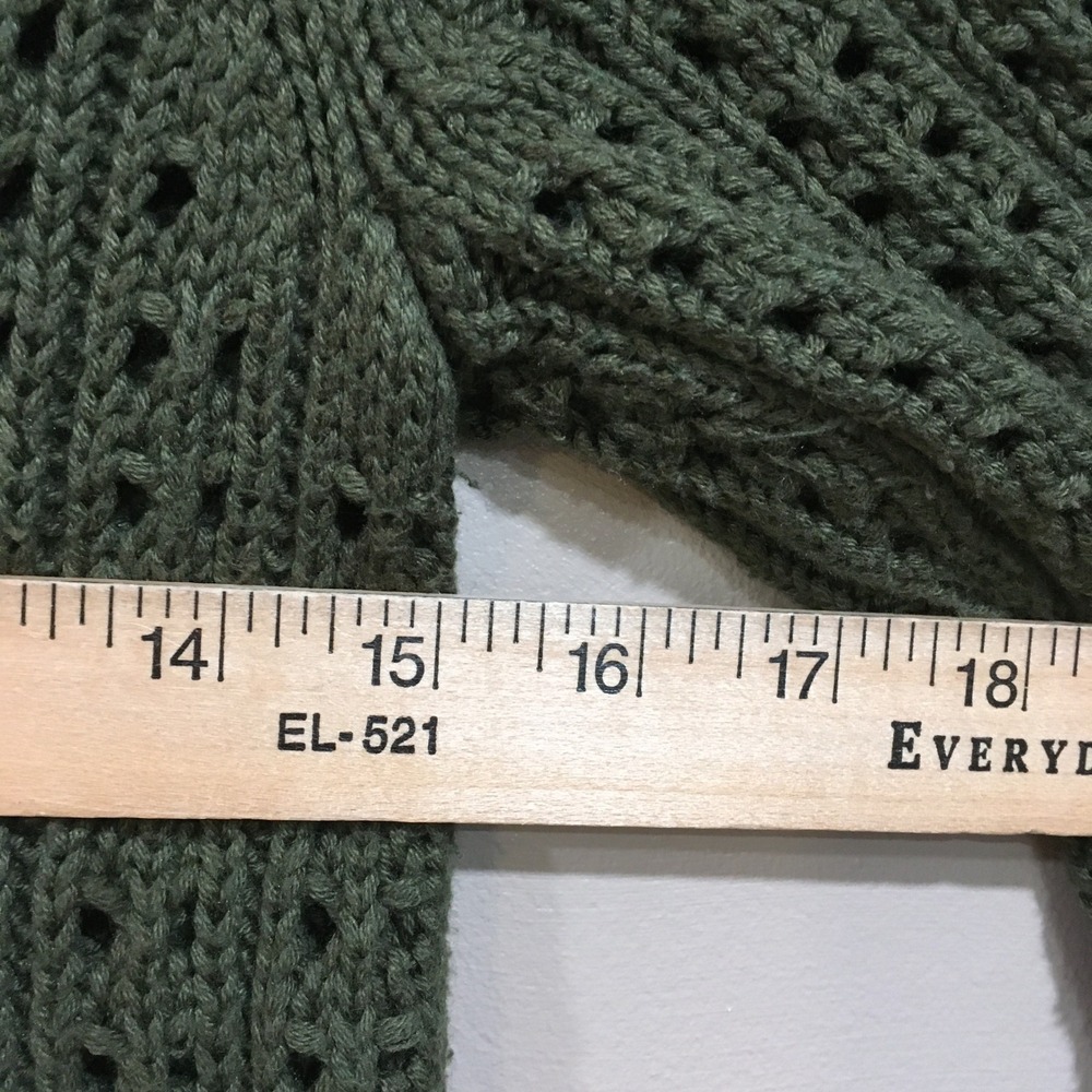 J.Jill Pointelle Open Knit Sweater Dress Women M Dark Green Forest Fairy Classic - Picture 6 of 12